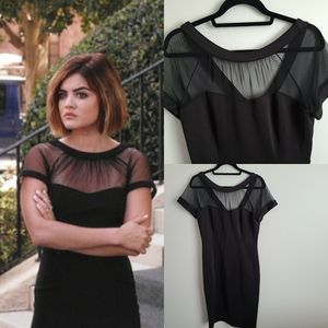 PLUS SIZE Black Illusion Yoke Sheath Dress Size 14